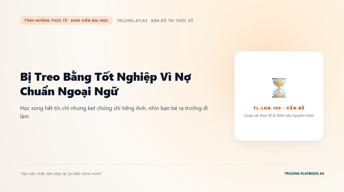 Minh họa bạn sinh viên đứng lặng lẽ trên hành lang nhìn xuống sân trường đang tổ chức lễ tốt nghiệp rực rỡ cờ hoa