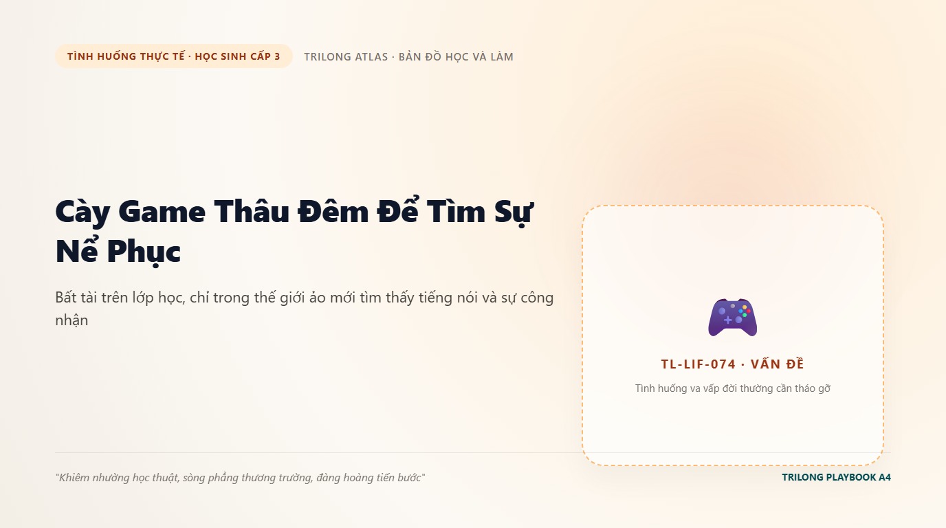Minh họa bạn học sinh ngồi co ro trong bóng tối cày game thâu đêm trên điện thoại