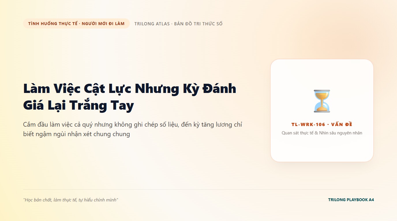 Minh họa nhân viên trẻ lúng túng trong kỳ đánh giá vì thiếu số liệu chứng minh