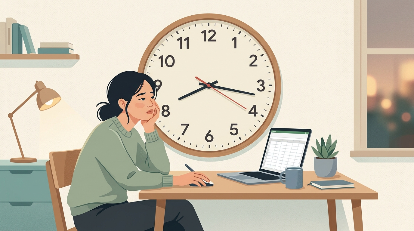 Nhân viên văn phòng mệt mỏi đếm ngược từng phút