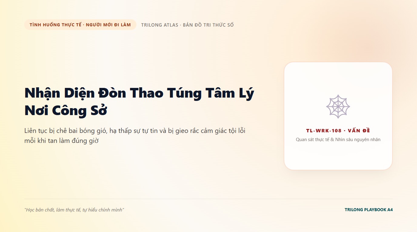 Minh họa nhân viên trẻ bối rối trước những lời nhận xét thao túng và chê bai bóng gió