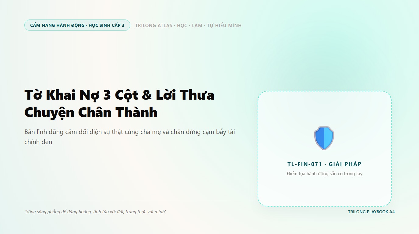 Học sinh ngồi đối diện cha mẹ chân thành chia sẻ tờ giấy kê khai nợ và nhận được sự bao dung ấm áp