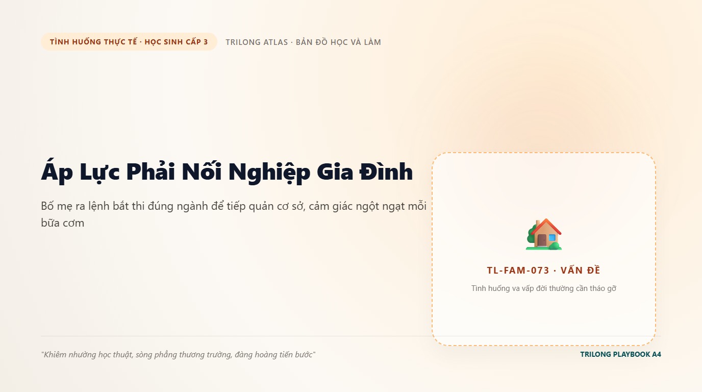 Minh họa bạn học sinh ngồi trước mâm cơm gia đình ngột ngạt gánh vác áp lực nối nghiệp gia đình
