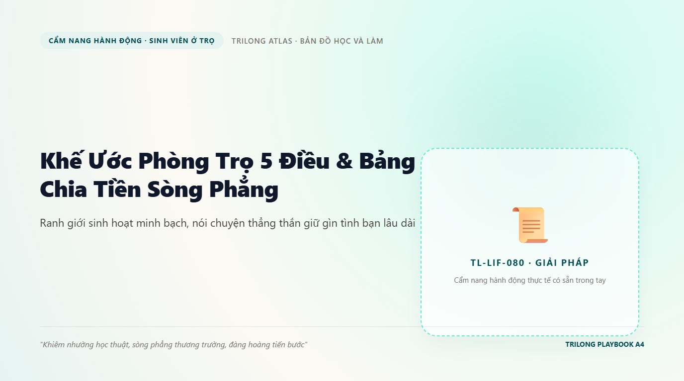 Hai bạn sinh viên ngồi bên bàn trọ thảo luận và ký bản quy ước sinh hoạt chung trên sổ tay