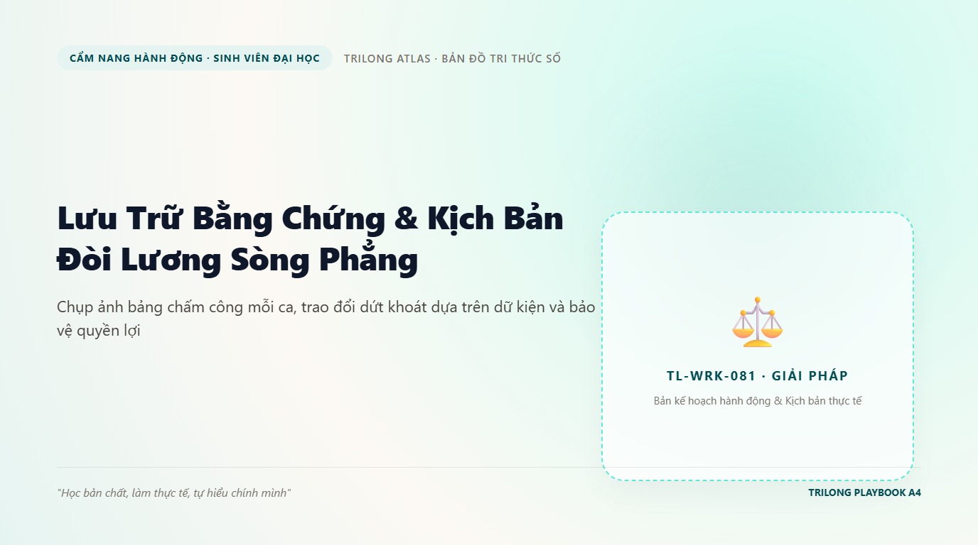 Minh họa bạn sinh viên bình tĩnh trao đổi trực tiếp với quản lý bằng bảng chấm công rõ ràng