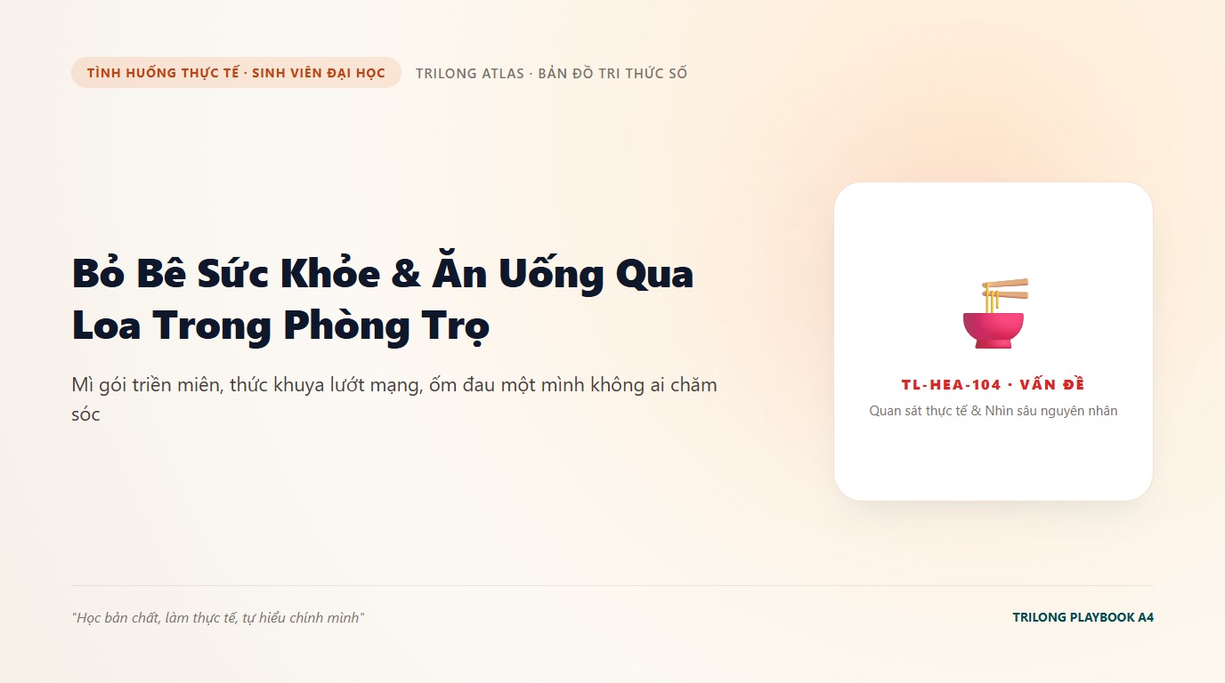 Minh họa bạn sinh viên nằm mệt mỏi trên giường bệnh trong phòng trọ với chiếc khăn đắp trán và góc bếp nhỏ bừa bộn