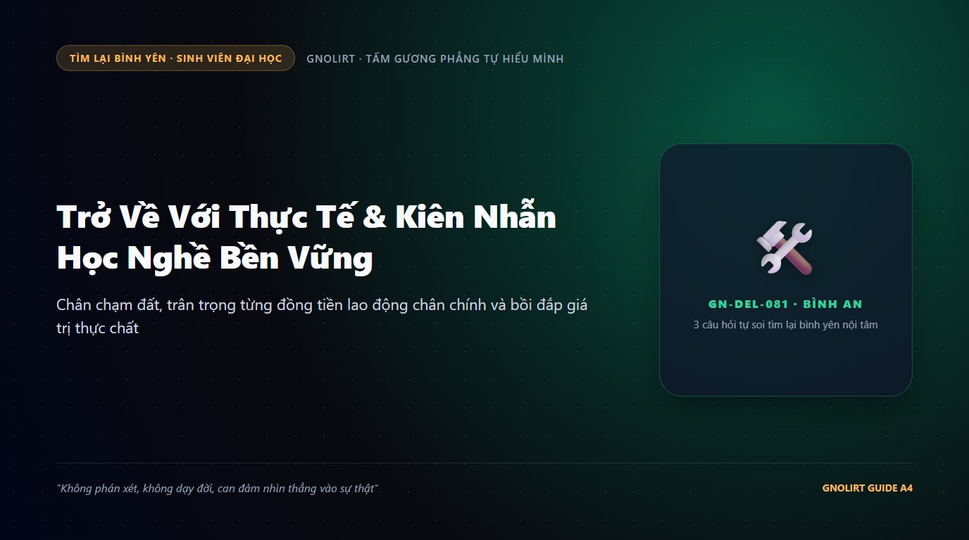 Minh họa bạn trẻ ngồi chăm chỉ ghi chép trong xưởng thực hành nghề nghiệp với nụ cười điềm tĩnh và khiêm nhường