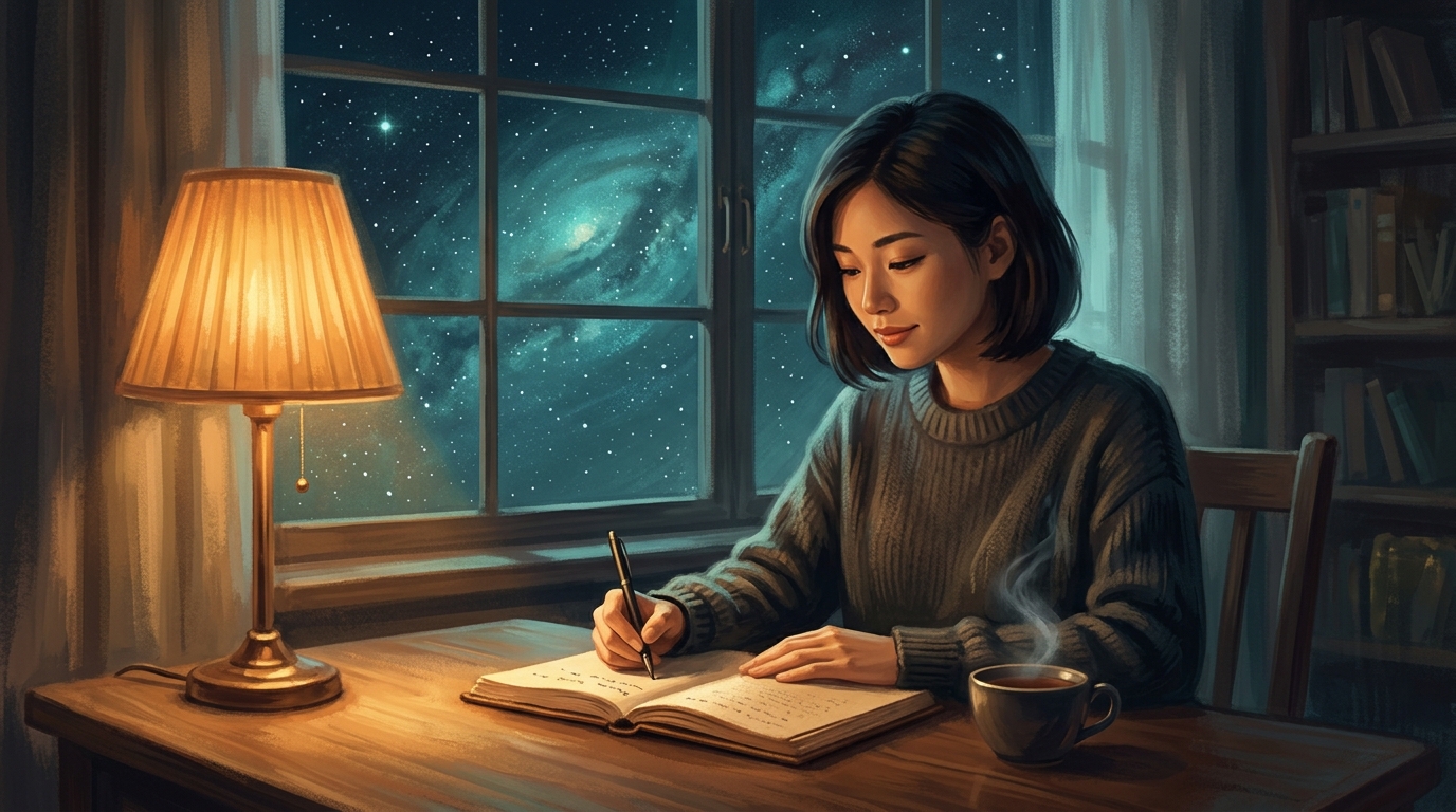Một bạn trẻ đứng hiên ngang trên con đường rộng mở với ánh mắt kiên định