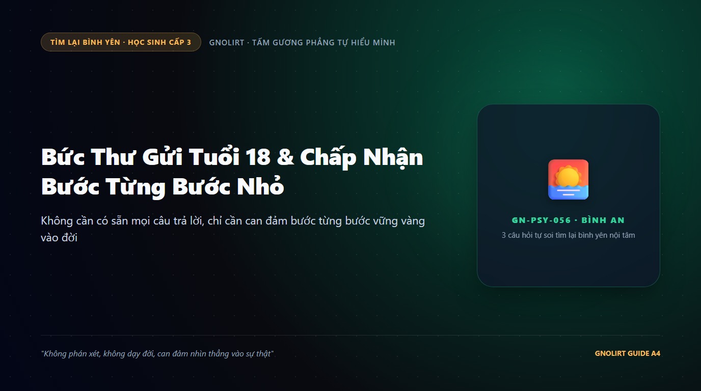 Minh họa bạn học sinh trẻ mỉm cười thanh thản ngắm nhìn bầu trời rộng mở từ sân thượng