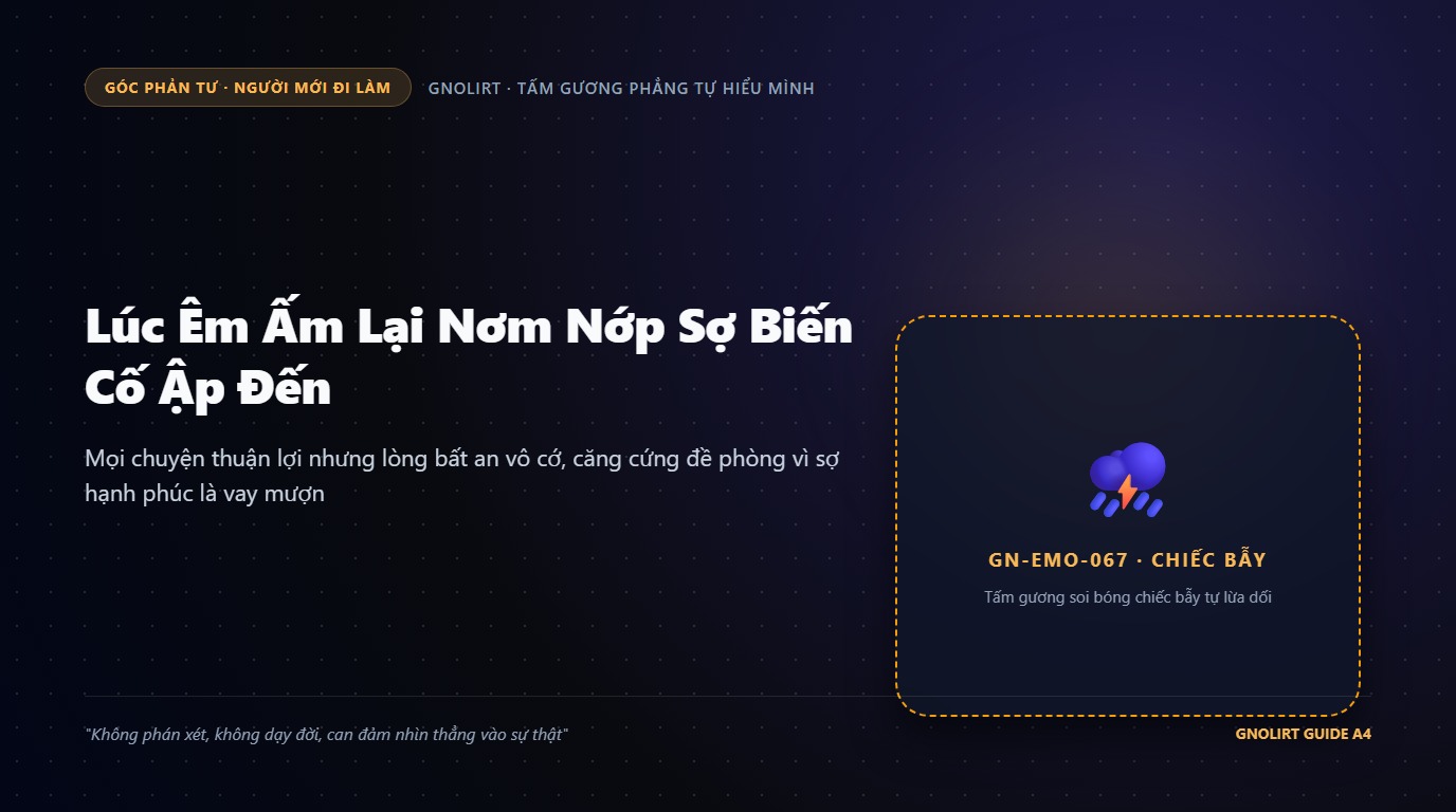 Minh họa bạn trẻ ngồi bồn chồn lo âu bên tách trà ấm nhìn vào màn đêm tĩnh lặng