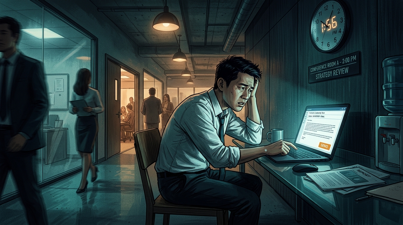 Mười lăm phút trước giờ họp và cái thở phào toan tính