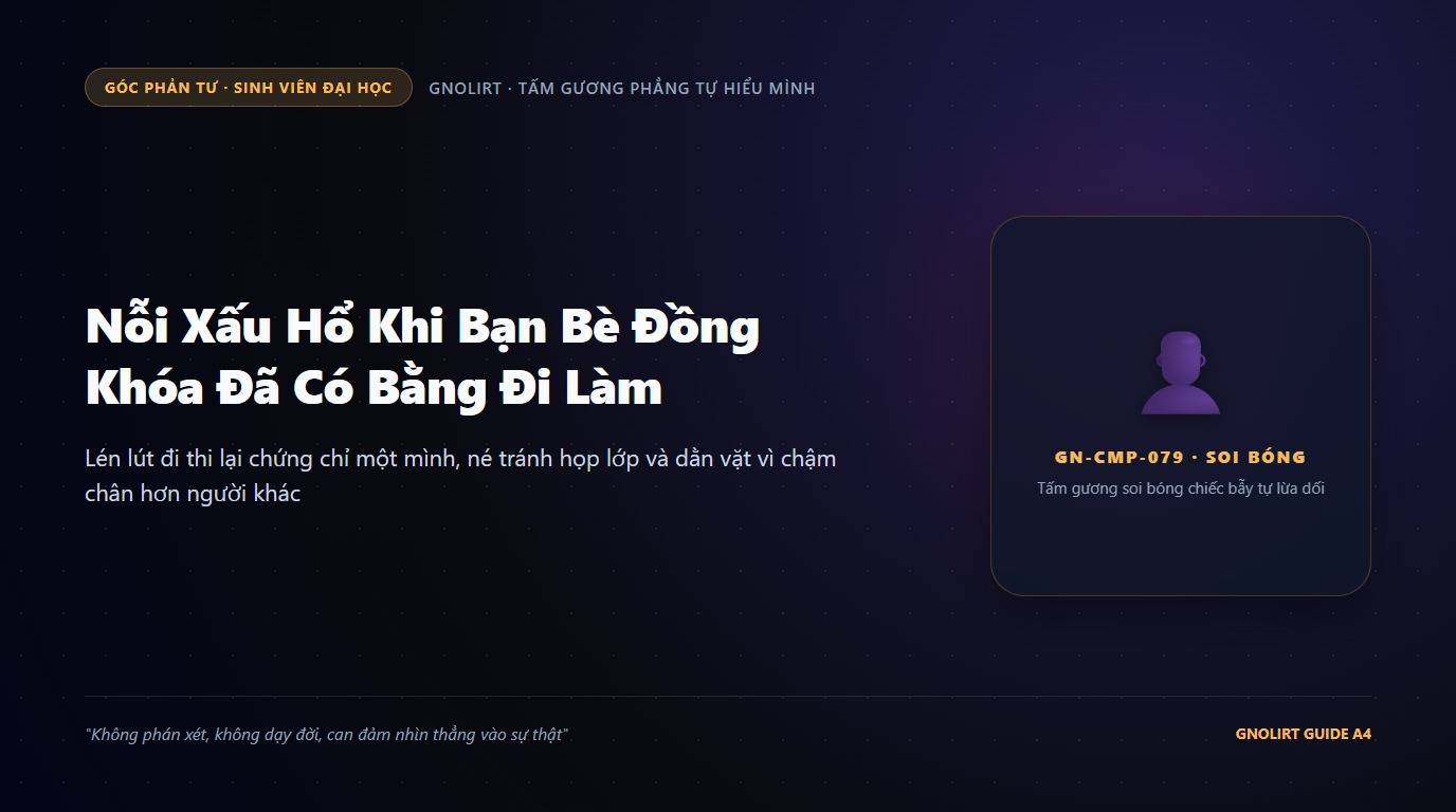 Minh họa bạn trẻ đeo khẩu trang cúi đầu bước nhanh qua sảnh hành lang phòng thi với tâm trạng ngượng ngùng né tránh ánh mắt mọi người