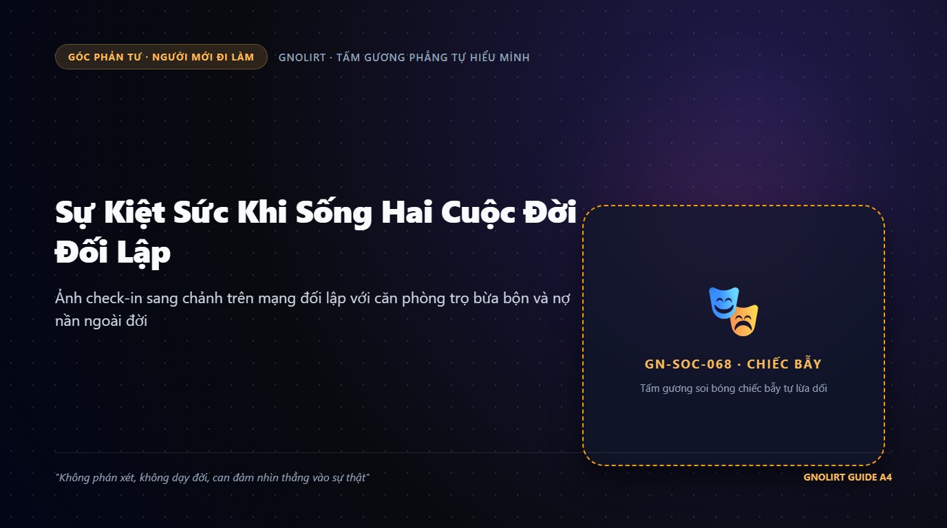 Minh họa bạn trẻ ngồi lặng lẽ trong căn phòng trọ bừa bộn nhìn ánh sáng điện thoại hiện lên những lời tán dương trên mạng