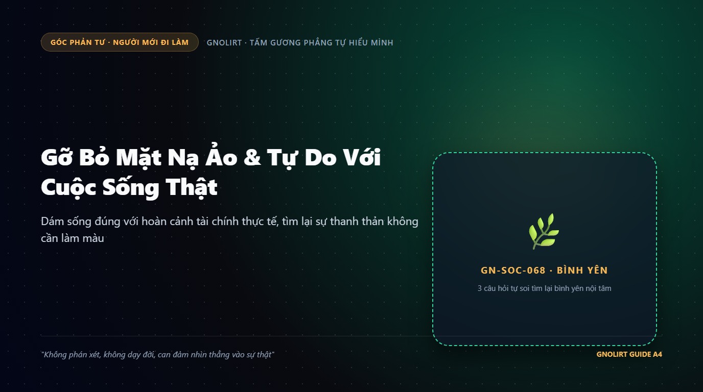 Minh họa bạn trẻ nhẹ nhõm đặt điện thoại xuống bàn mở toang cửa sổ hít thở khí trời và mỉm cười tự nhiên