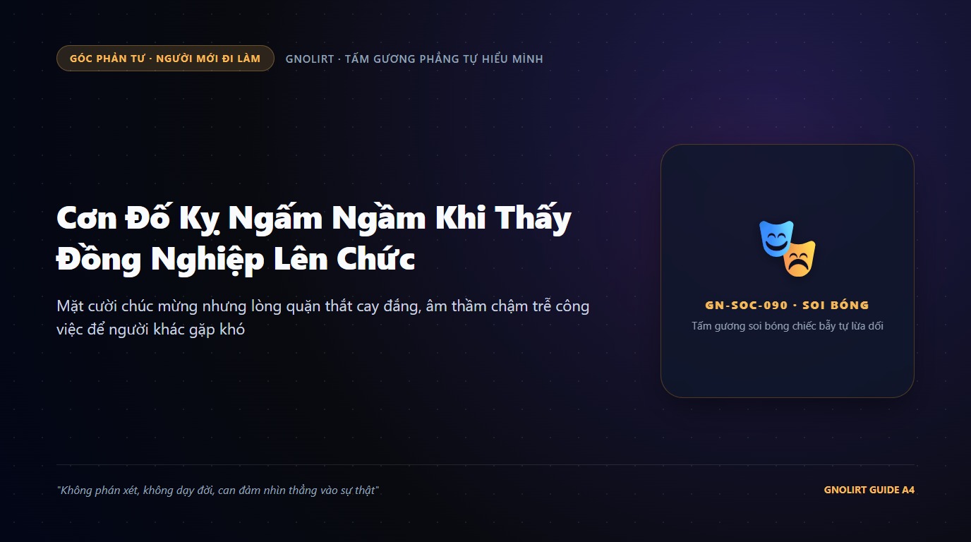 Người trẻ đứng lặng lẽ ngoài cửa kính nhìn đồng nghiệp nhận hoa chúc mừng thăng chức