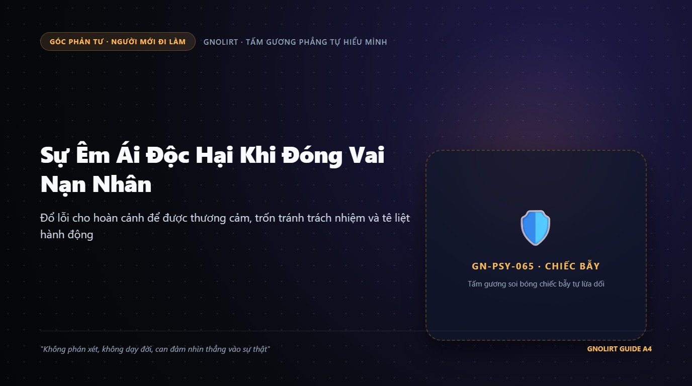 Minh họa người trẻ ngồi thu mình trong bóng tối với gương mặt buồn bã đổ lỗi cho thế giới xung quanh